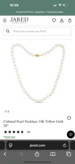 Cultured Pearl Necklace 14K Yellow Gold 20"