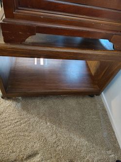 $25 OBO Dark Wood TV Stand with Lower Shelf