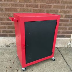 Rolling Tool Cabinet W Door And Shelf Crafts Audio Shed Storage 