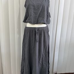 Women's Charcoal Gray Maxi Bubble Midi Skirt with matching Bubble Tank