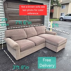 Free Delivery|❗️Olive Green Ethan Allen 2-Pc. Fabric Sectional Sofa/Couch 