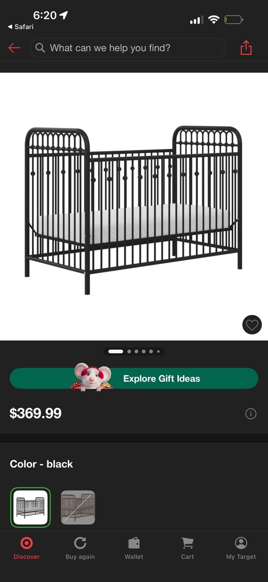 Black Steal Baby Crib