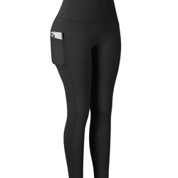 Women's High-Waist Yoga Leggings with Pockets - Stretchy, Comfortable Fit for All Seasons, Solid Color (Black, Leopard Print, Gray, Navy Blue, Pink, R