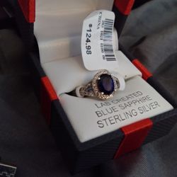 Blue Sapphire Sterling Silver Ring
