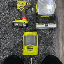 Ryobi Work Lights And Ryobi Drill