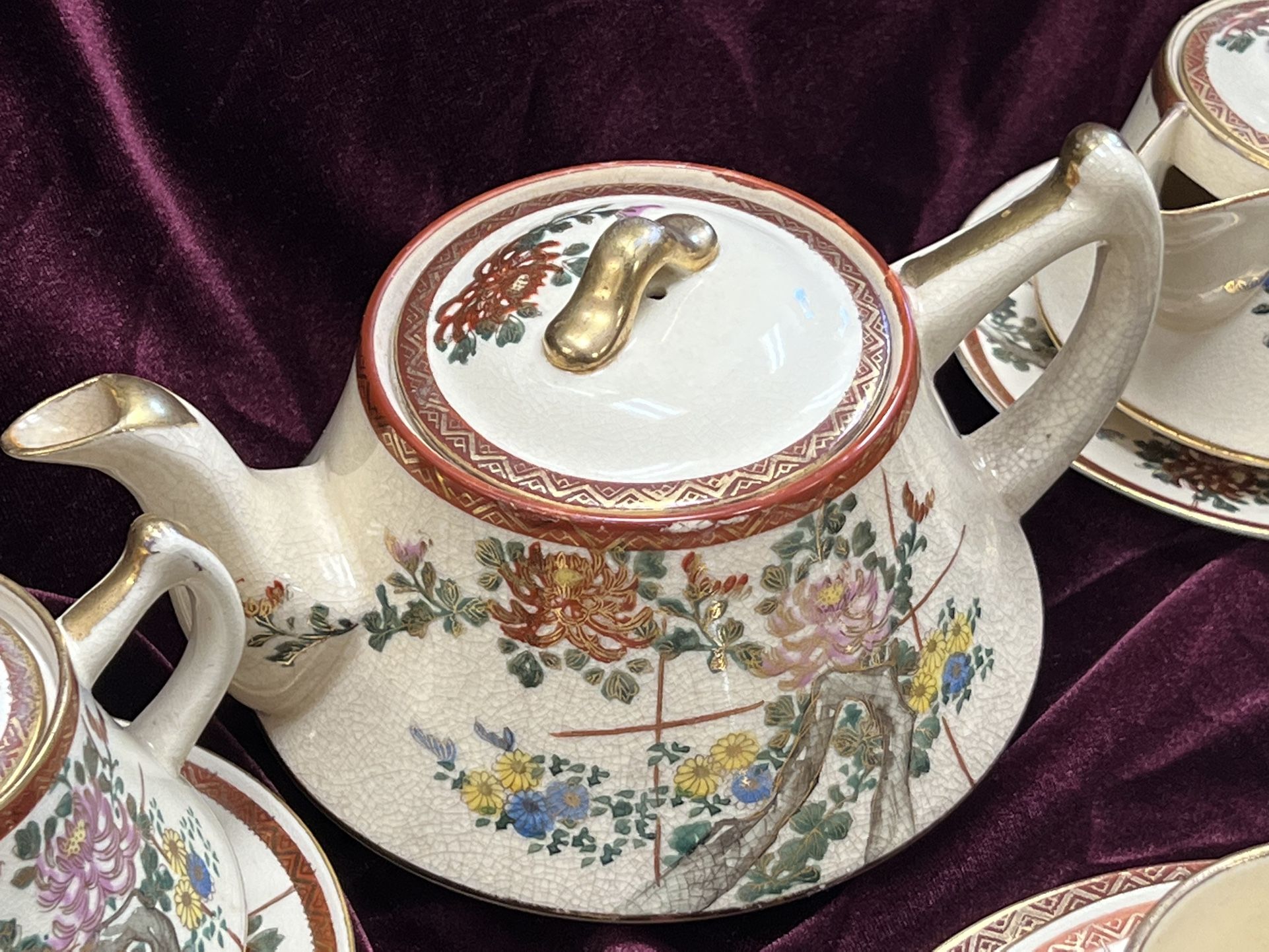 13 PCs Antique Satsuma Japanese Tea Set 