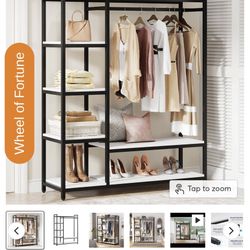 Tribesigns Freestanding Closet Organizer, Garment Rack with 6 Shelves