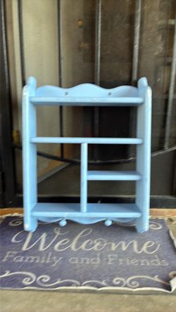 Small Blue Wooden Display Shelf