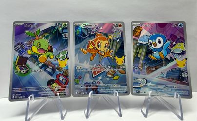 Pokémon TCG: first partner (series 1) illustration- Turtwig Chimchar Piplup Holo Card Set