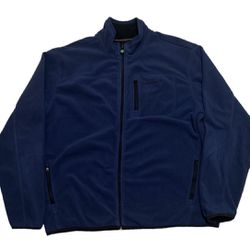 Vintage Timberland Men’s Sweatshirt XL Blue Fleece Jacket Full Zip Pocket Zip