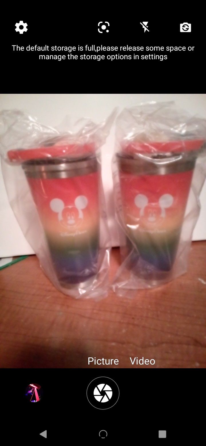 Disney Parks Rainbow Cups With Lids And Lanyard
