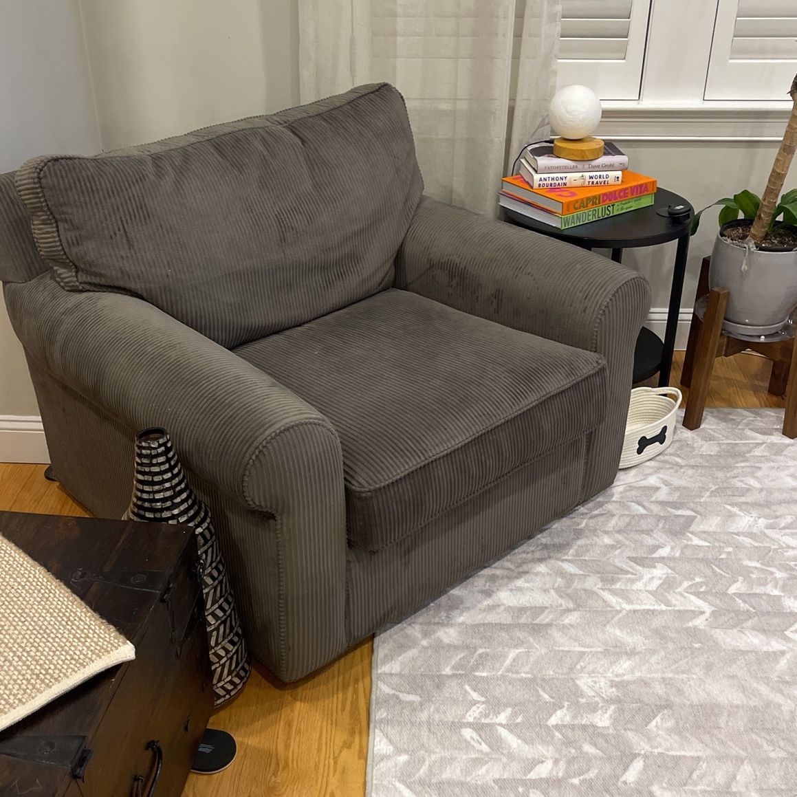 Boston Interiors Arm Chair - Dark Gray Corduroy 