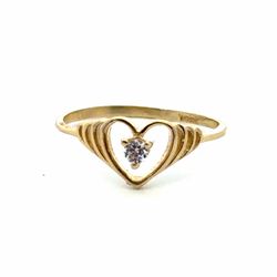 Woman’s Ladies 10k Yellow Gold CZ Cubic Zirconia Heart Ring Size 6.5 GP3135081