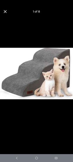 New in box
Aodisman 3-Step Dog Ramp and Stairs for Sofa and Chair - Non-Slip Sturdy Pet Steps for Small Dogs and Cats,15.7" H,Grey
