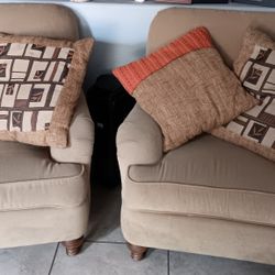 Pair of Beige Armchairs,love Seat