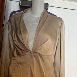 Gucci Blouse Silk dress suit shirt Long Sleeve Beige Tan top classic sweater