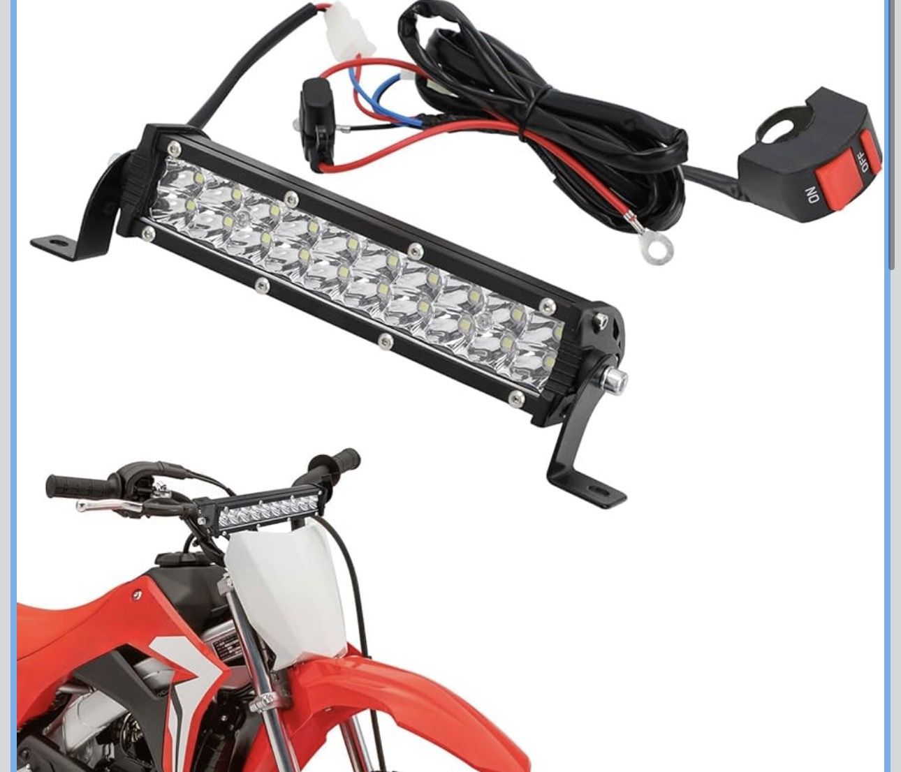 Dirt Bike Light Bar 60W 2500LM Motorcycle Headlight Light Bar Plug-Play Universal for Most 7/8" handlebar CRF110 KLX140 KLX110 TTR110 TTR110E KLX PW X