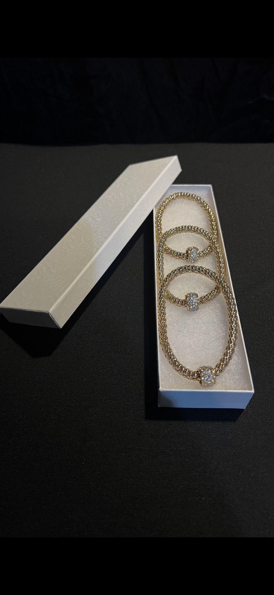 Set Of Three Pave crystal mesh chain bracelets