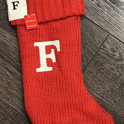 Wondershop Monogram Christmas Stocking Letter F Initial Red Knit Target NWT