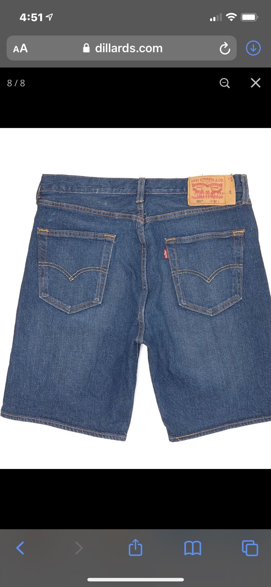 Men Levi 501 Shorts