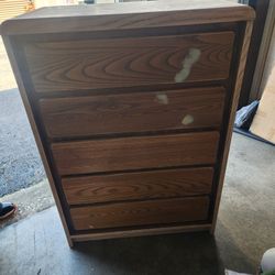 5-Drawer Wooden Dresser Chest 1980s