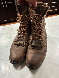 Vtg Justin Diamond J Roper Kiltie Brown Leather Lace-Up Boots Size 9D