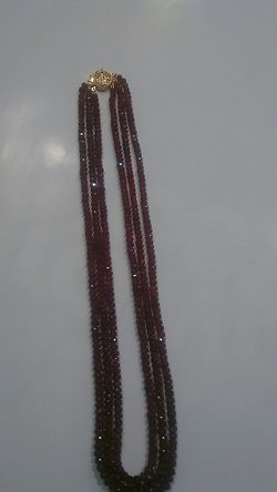 perfect gift 18" Triple Stranded Nested Ruby garnet