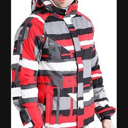 Men's Ski Jacket Colorful Hooded Jackets Warm Winter Snow Waterproof Coat