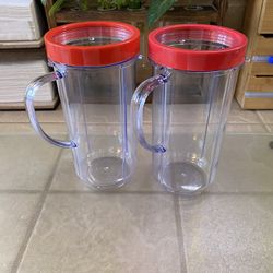 2 MAGIC BULLET TALL PARTY MUGS With Comfort Lip Ring NEW
