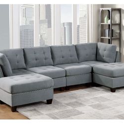 Grey Modular Sectional Sofa (Free Delivery)