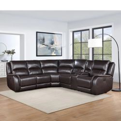 3 Piece Authentic Leather Reclining Sectional 