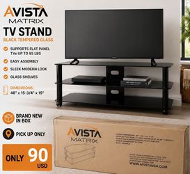 AVISTA MATRIX TV STAND BLACK TEMPERED GLASS