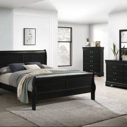 Queen Austin Sleigh Bedroom Set In Black Available Today For 