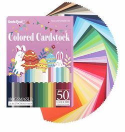 Brand new in box (100) $15 100 Sheets Colored Cardstock - 50 Mixed Colors Card Stock Paper 8.5"x11" Thick 180gsm/65lb Printer Paper for Card Making, D