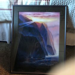 Framed Hawaiian Print Of Oil Painting  By George Sumner 