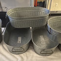 3 Galvanized Metal Tubs