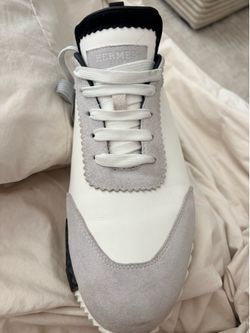 Hermès White and Grey Suede Sneakers