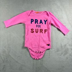Aviator Nation One Piece Bodysuit Pink Pray For Surf Girls 12-18m Long Sleeve#2B