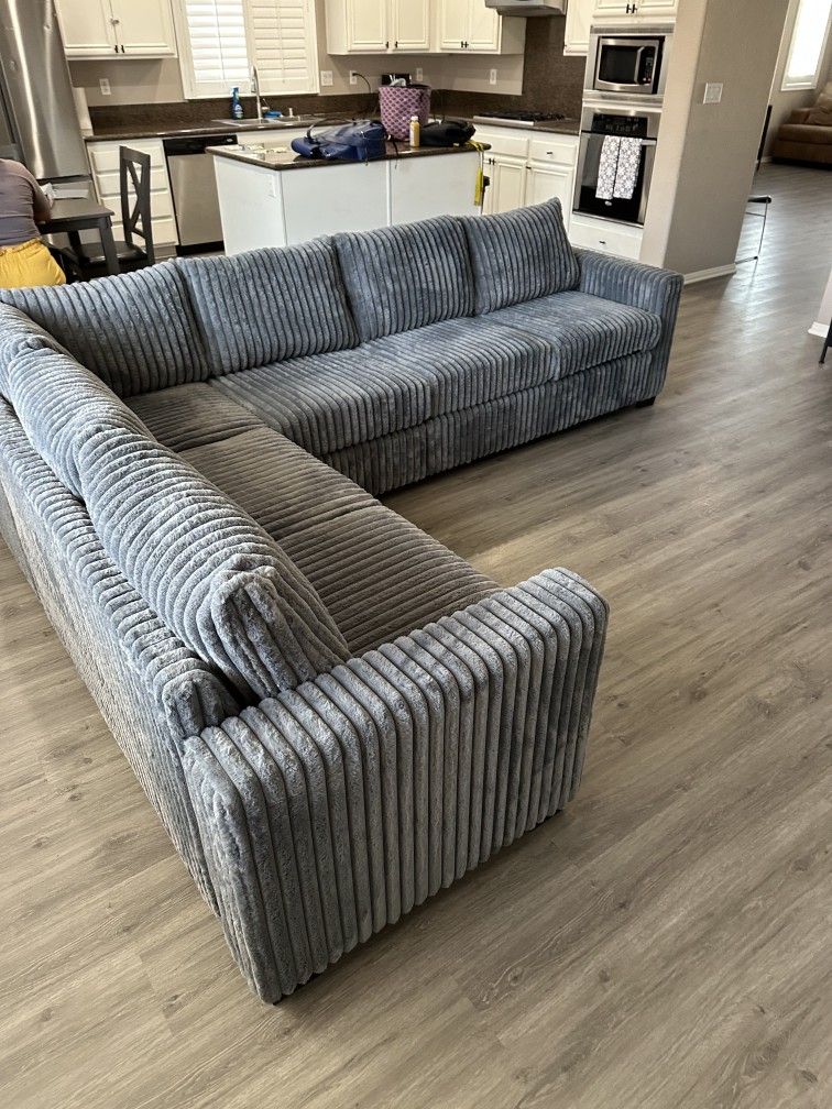 Corduroy Dark Grey Sectional. New Sectional 4-pc π₯ Nuevo Seccional De 4 Piezas Color Gris. Oscuro