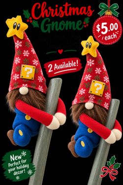 Mario-Themed Christmas Gnome Plush Decoration