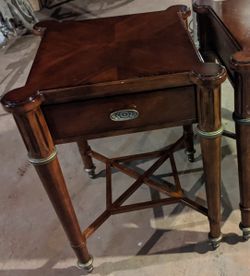 Two Matching Bassett Vintage / Antique Square Mahogany End Tables