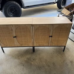 Mid-Century Modern Cane Front Accent Cabinet – Like New