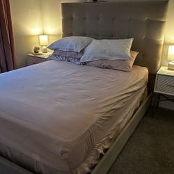 Bed, Mattress, Night Tables And Dresser