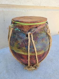 Vintage Tribal Drum Decor Piece