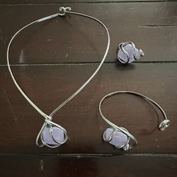 Beautiful Handmade Hypoallergenic Jewelry Set, Necklace Bracelet Ring Adjustable