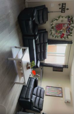 Black leather recline couches