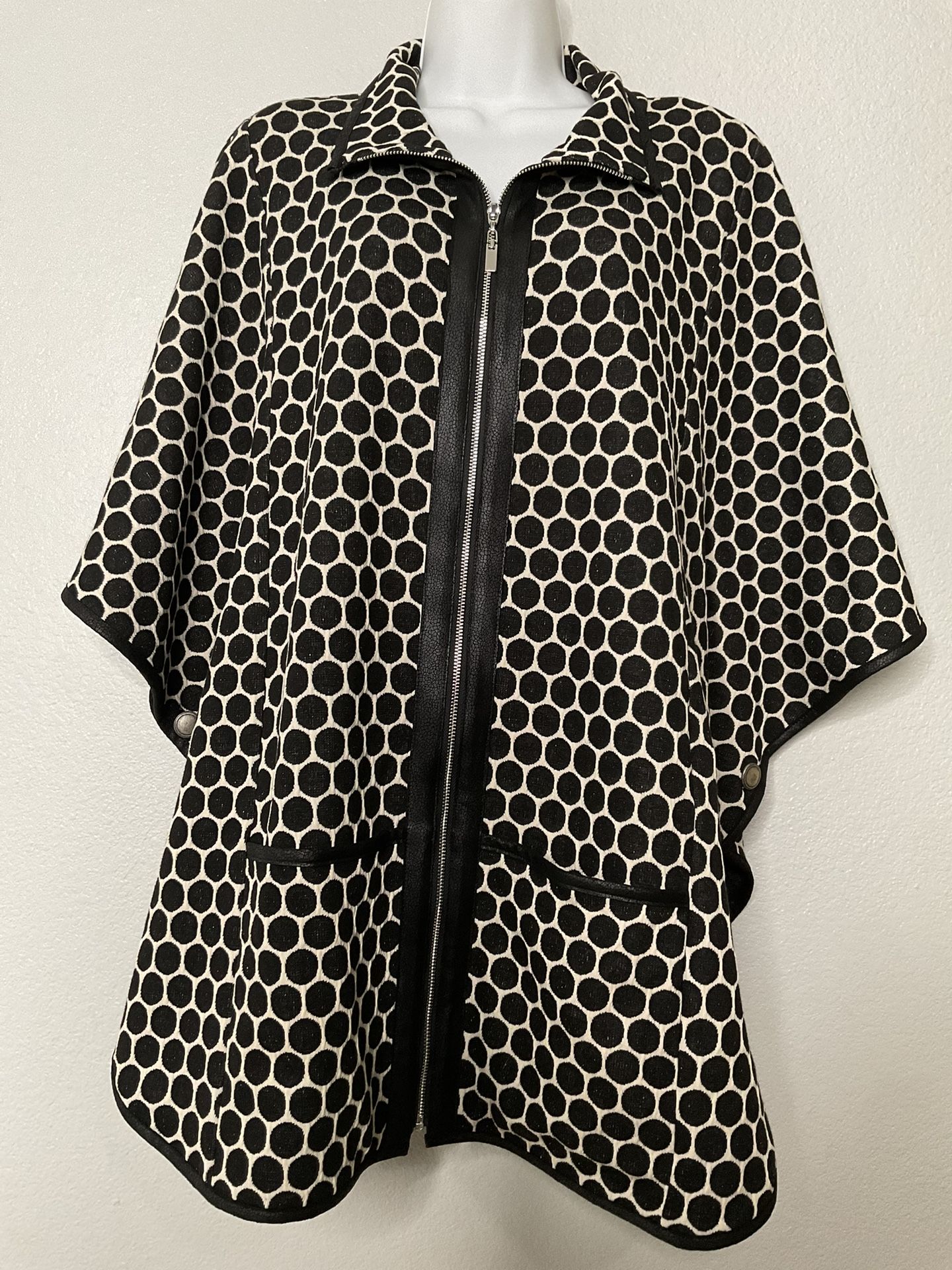 Joseph Ribkoff Couture Polka Dot Black/ Beige Zip Relaxed Jacket Size 8
