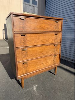 Walnut Mid Century Modern Tallboy Dresser by JollyBoard