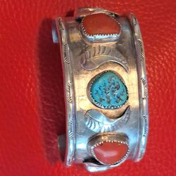 Sterling SILVER Turquoise/coral