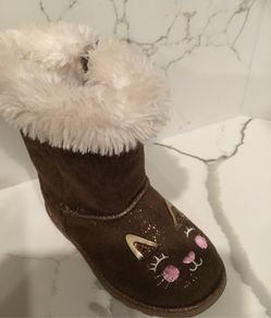 Girls self-esteem brown bunny boots faux fur size 8